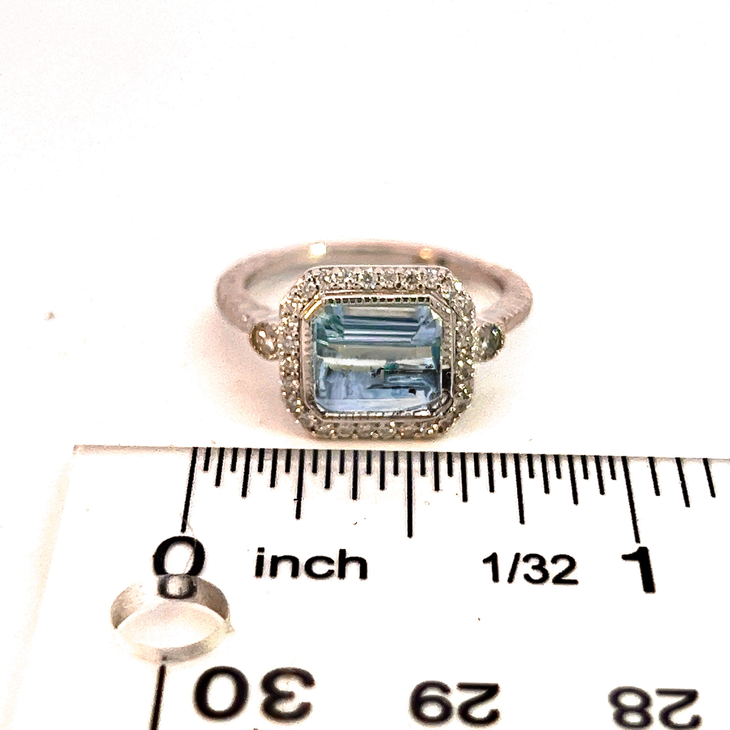 Natural Aquamarine Diamond Ring 6.5 14k White Gold 3.05 TCW Certified $3,950 310652