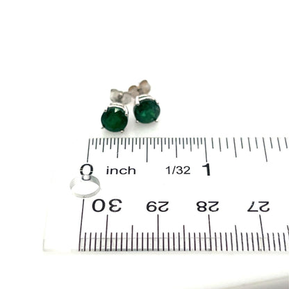 Natural Emerald Stud Earrings 14k White Gold 1.63 TCW Certified $1,950 121154