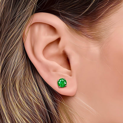 Natural Emerald Stud Earrings 14k White Gold 1.69 TCW Certified $1,950 121157