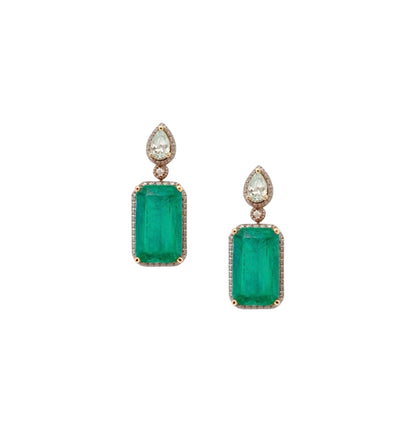 Natural Emerald Diamond Earrings 14k Gold 5.0 TCW Certified $4,950 121161