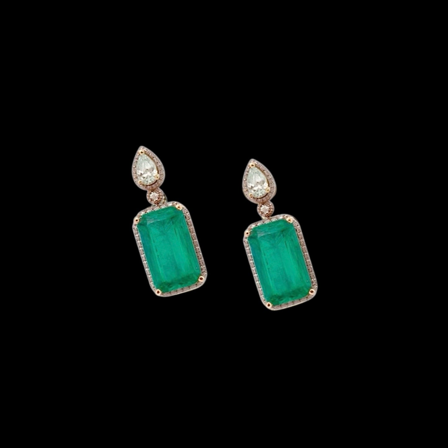 Natural Emerald Diamond Earrings 14k Gold 5.0 TCW Certified $4,950 121161