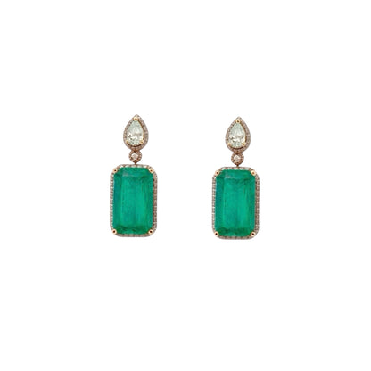 Natural Emerald Diamond Earrings 14k Gold 5.0 TCW Certified $4,950 121161