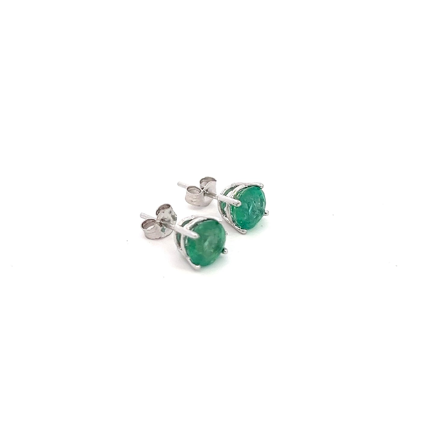 Natural Emerald Stud Earrings 14k White Gold 1.93 Carats Certified $1,995 121155