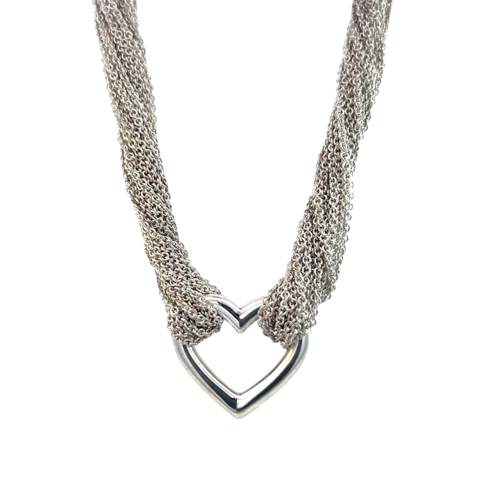 Tiffany & Co Estate Multi Strand Heart Toggle Necklace 15" Silver TIF748