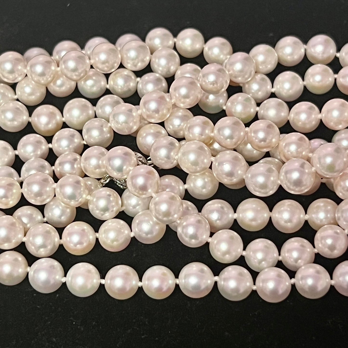 Natural Akoya Pearl Diamond Necklace 60.5" 18k White Gold 8 mm Certified $7,950 307925 - Certified Fine Jewelry