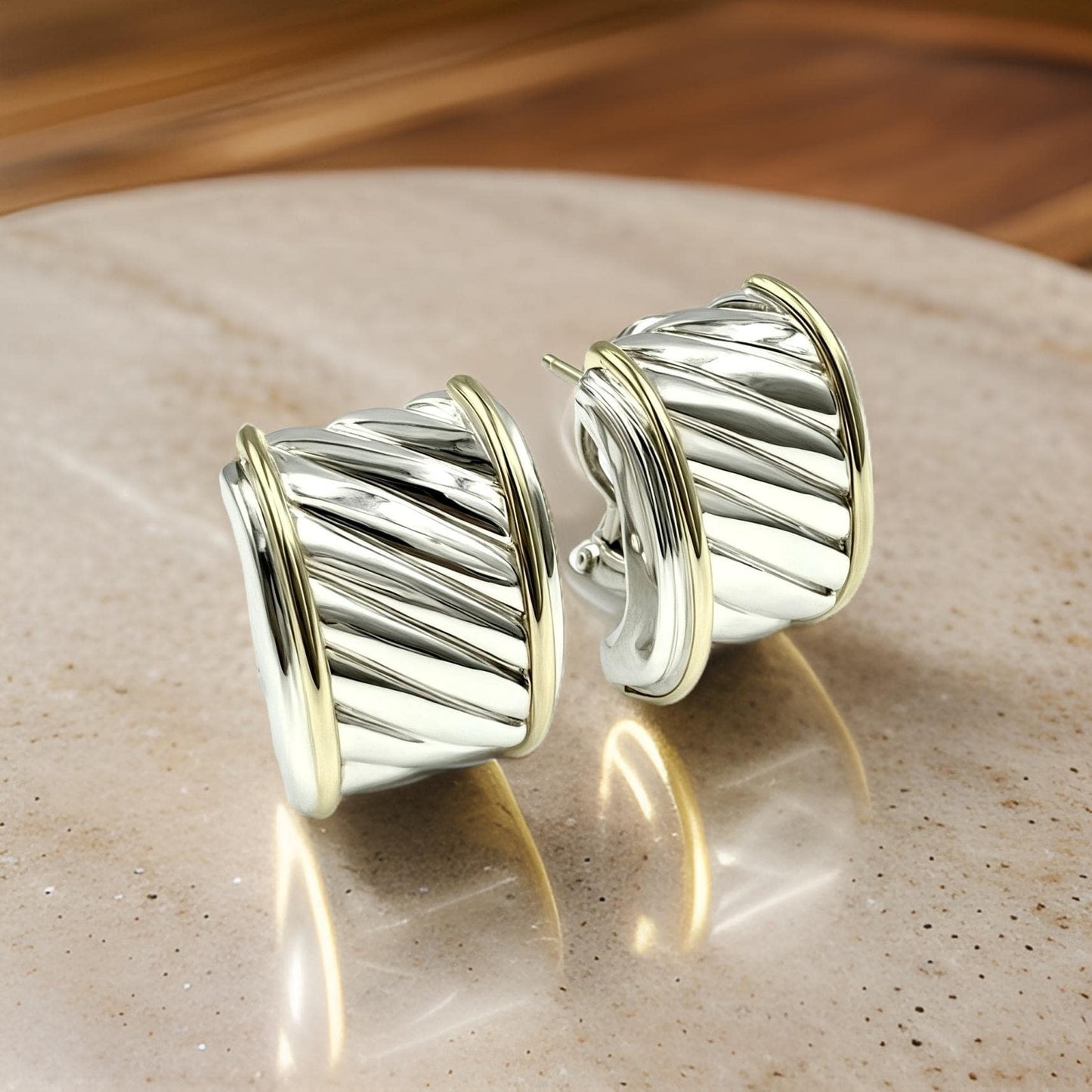 David Yurman Authentic Estate Earrings 14k Gold + Silver DY491