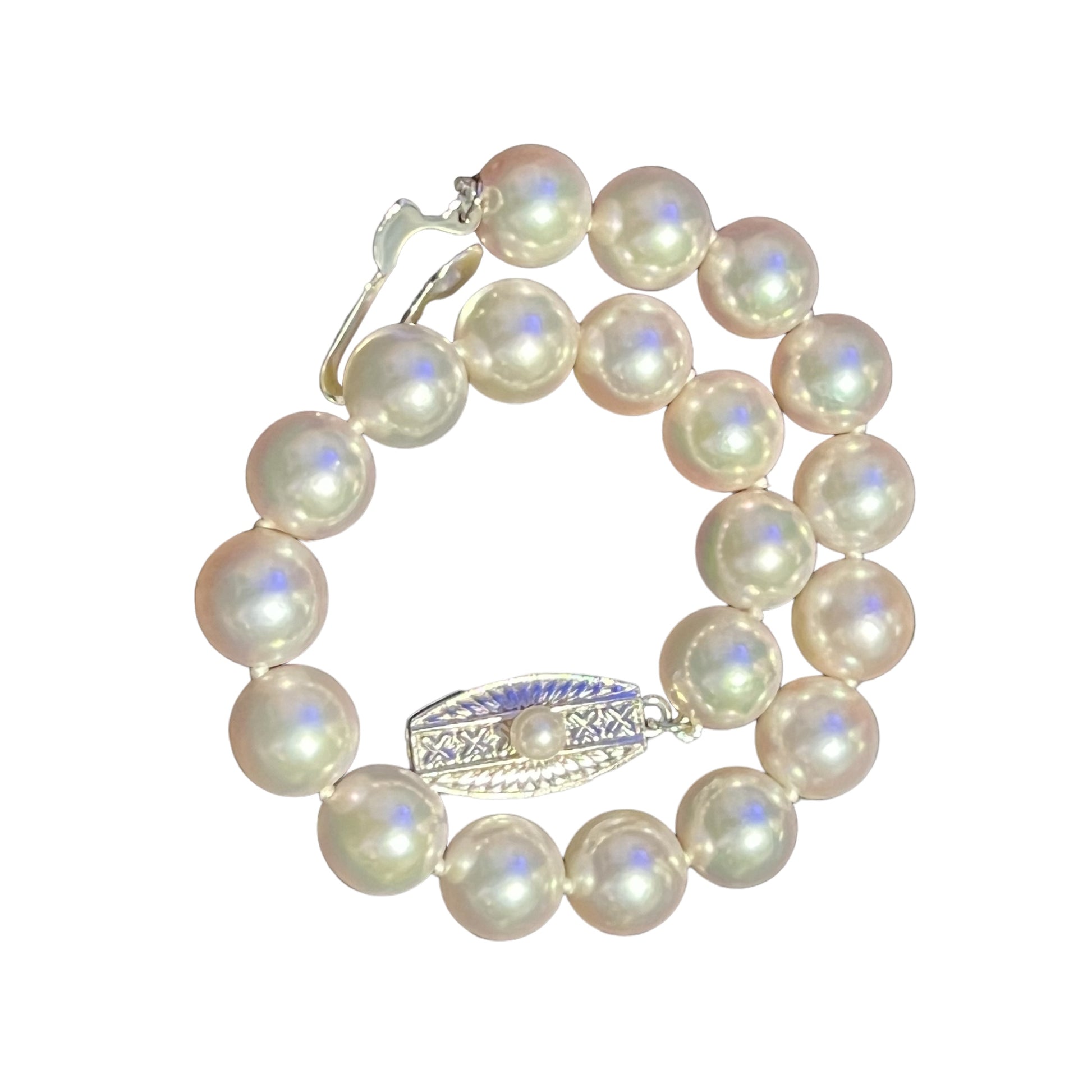 Mikimoto Estate Akoya pearl Bracelet 7" Sterling Silver 6 mm M397