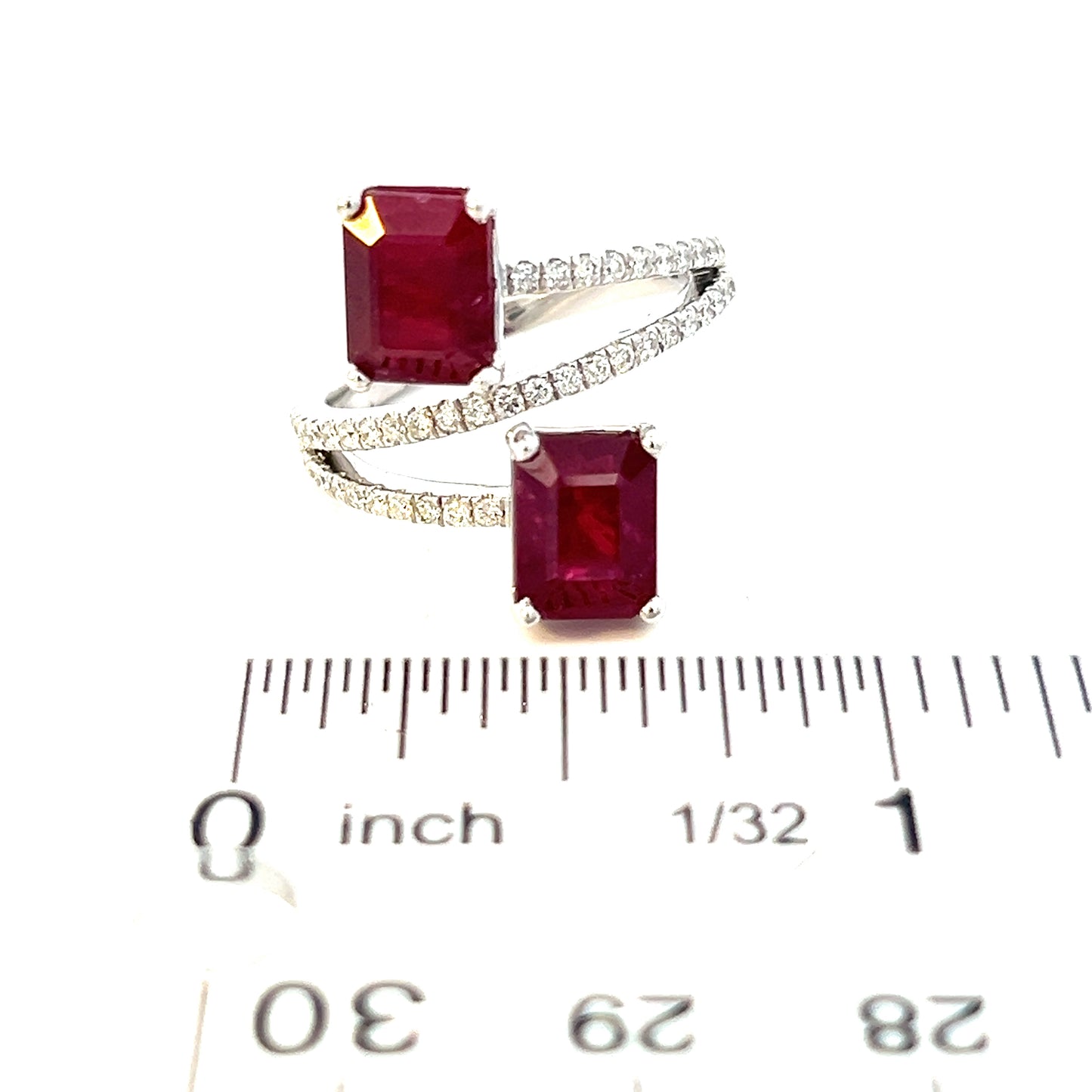 Natural Dual Ruby Diamond Ring 6.5 14k W Gold 5.02 TCW Certified $5,950 310541
