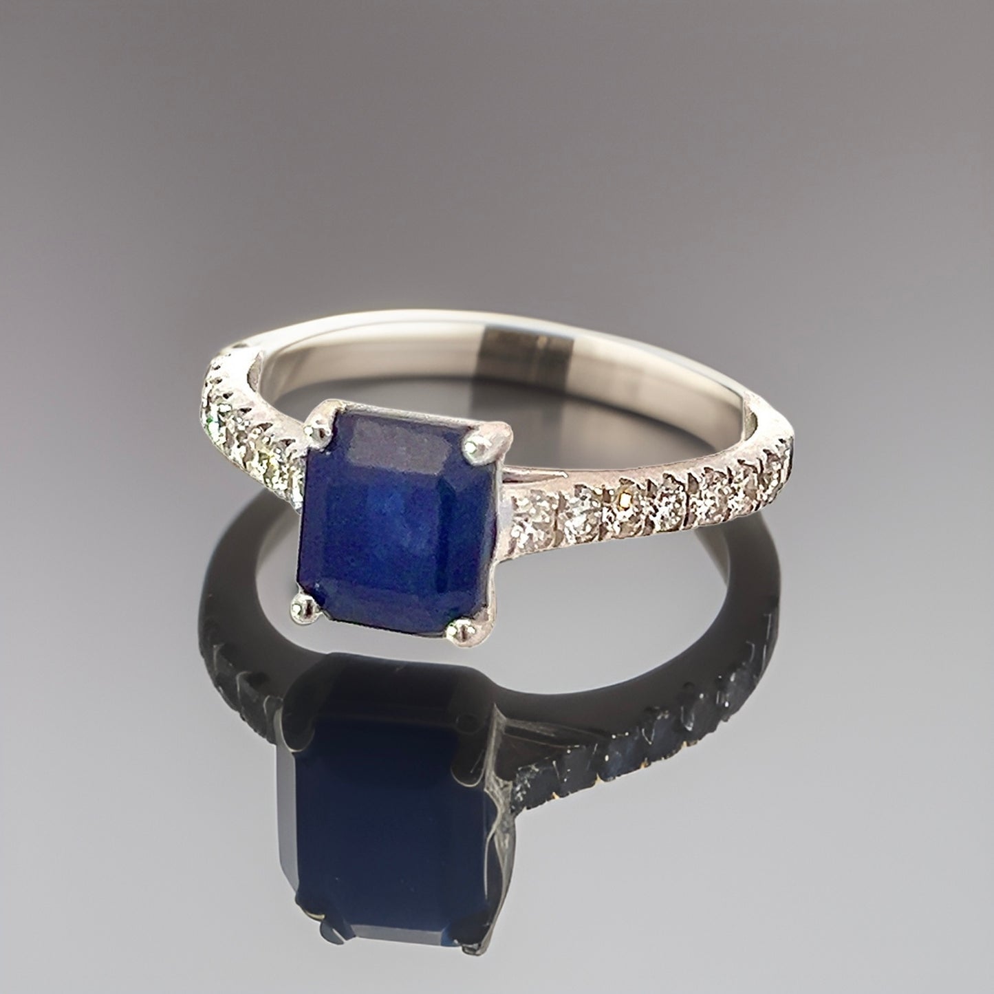 Natural Sapphire Diamond Ring 6.5 14k White Gold 2.17 TCW Certified $3,950 310587