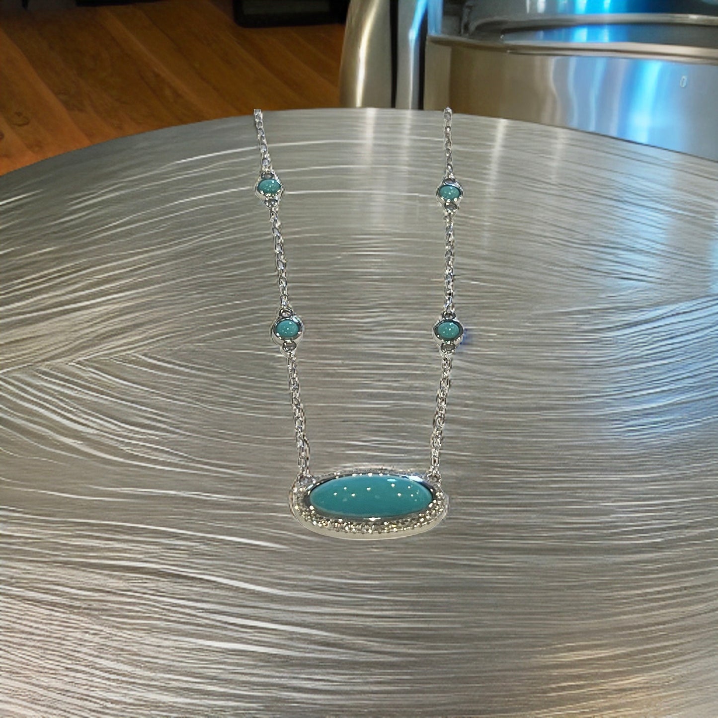 Natural Persian Turquoise Diamond Pendant Necklace 17" 14k WG 13.27 TCW Certified $5,950 308488 - Certified Fine Jewelry