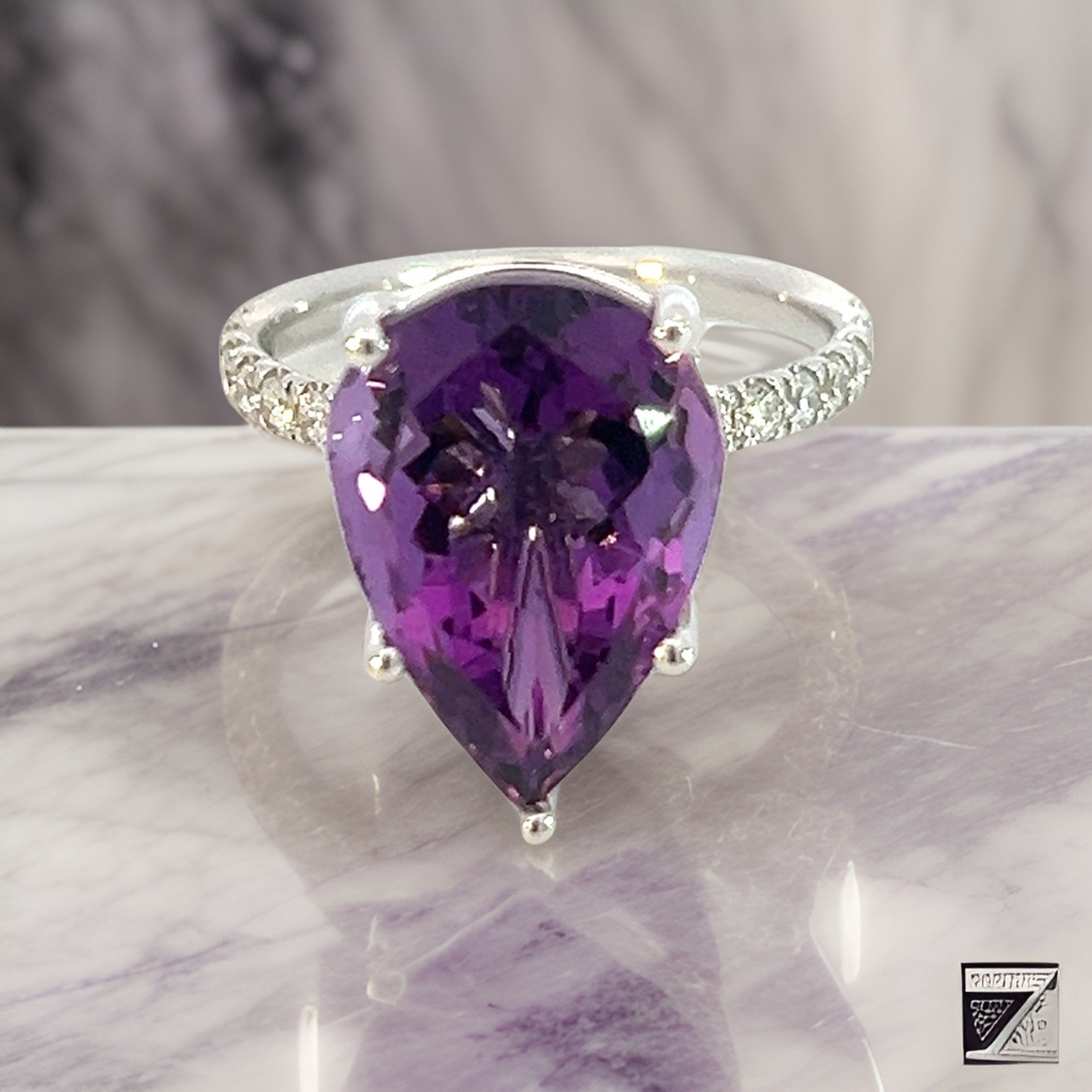 1.35 Carat Princess Cut Amethyst Engagement Ring, Wedding Ring, 14k White  Gold Unique Vintage Antique Style Handmade Certified