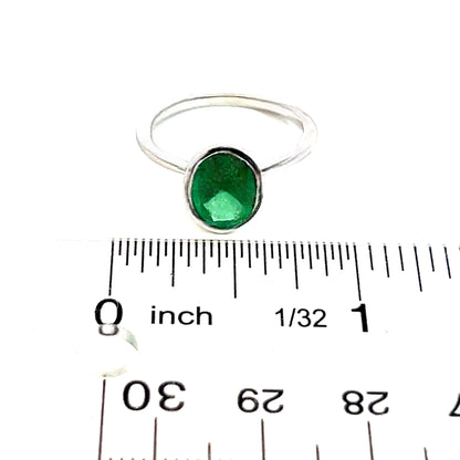 Natural Solitaire Emerald Ring Size 6.5 14k White Gold 2.5 Cts Certified $1,950 310572