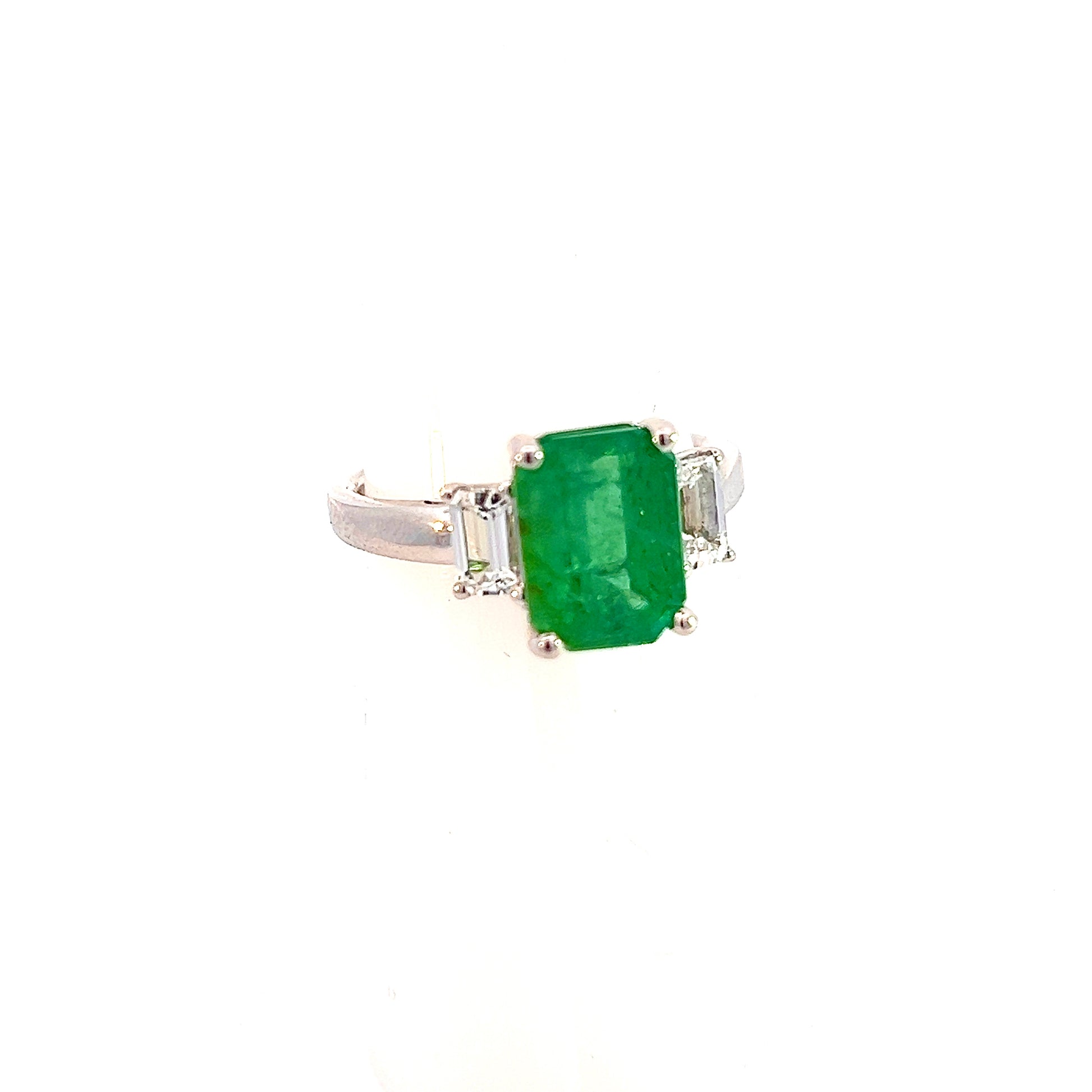 Natural Emerald Sapphire Ring 6.25 14k White Gold 3.49 TCW Certified $4,970 310641 - Certified Fine Jewelry