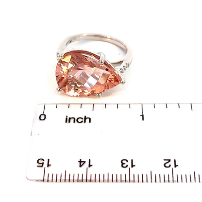 Natural Morganite Diamond Ring 6.5 14k White Gold 8.99 TCW Certified $5,950 310650