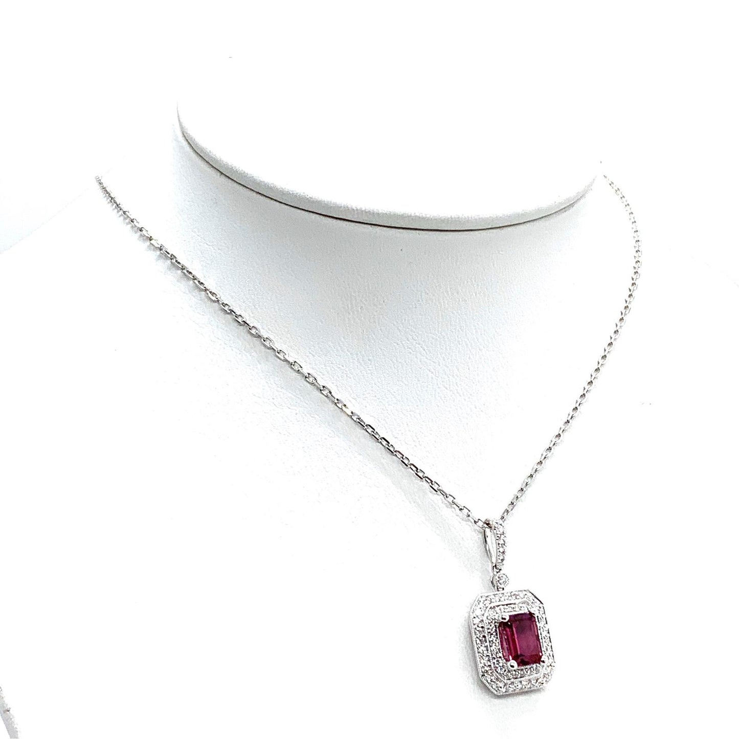 Diamond Rubellite Tourmaline Necklace 18" 18k Gold 1.80 TCW Certified $4,950 921140 - Certified Fine Jewelry
