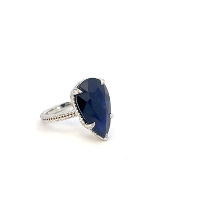 Natural Solitaire Sapphire Ring 6.5 14k W Gold 15.2 TCW Certified $2,950 310585