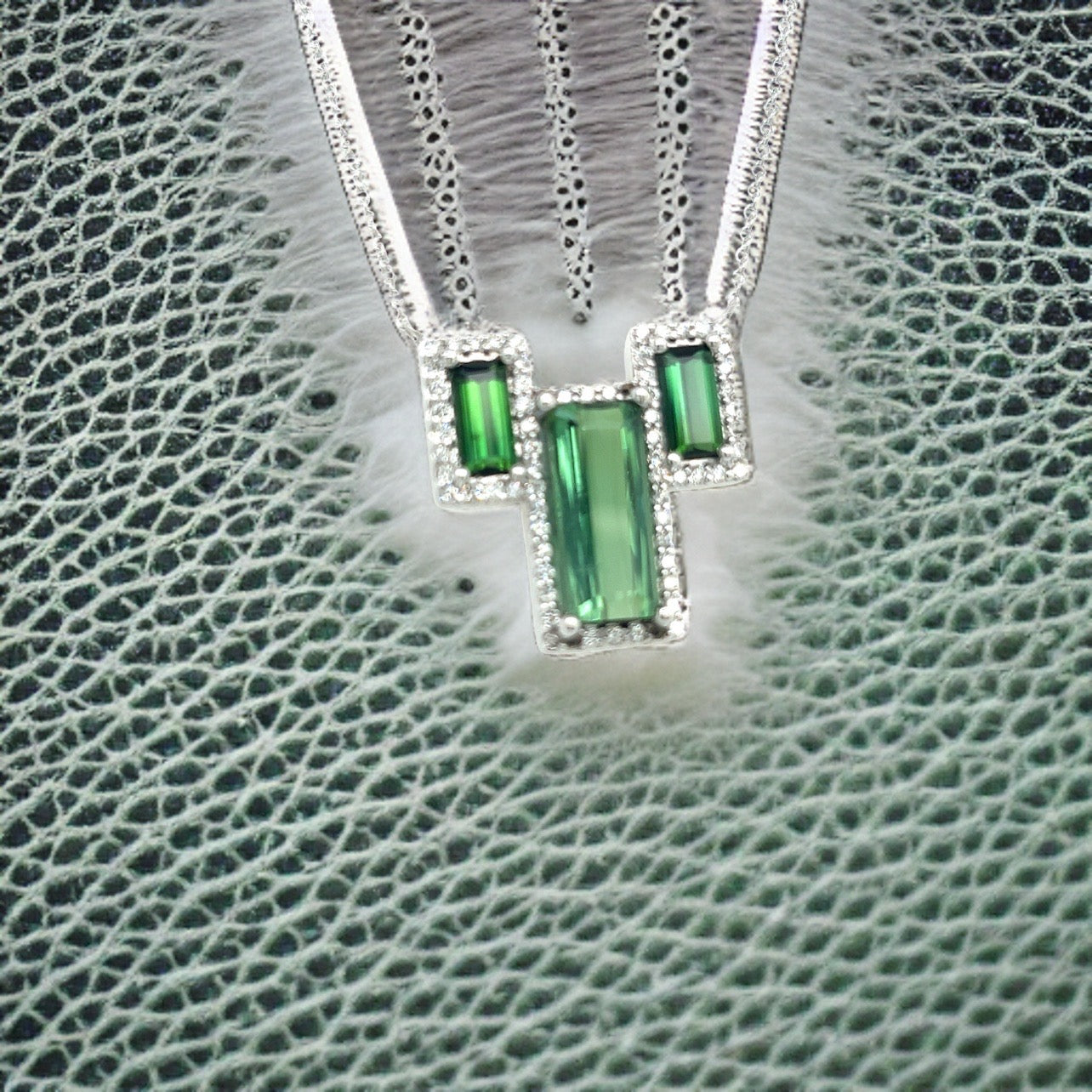 Natural Tourmaline Diamond Pendant Necklace 18" 14k W Gold 5.94 TCW Certified $5,975 301785