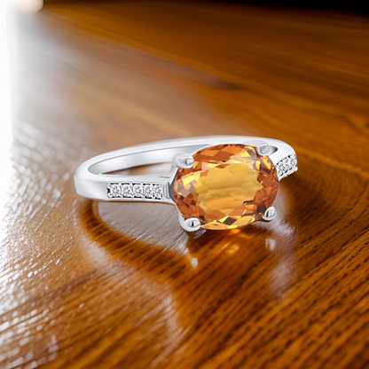 Natural Orange Sapphire Diamond Ring 6.75 14k W Gold 2.6 TCW Certified $4,950 310584