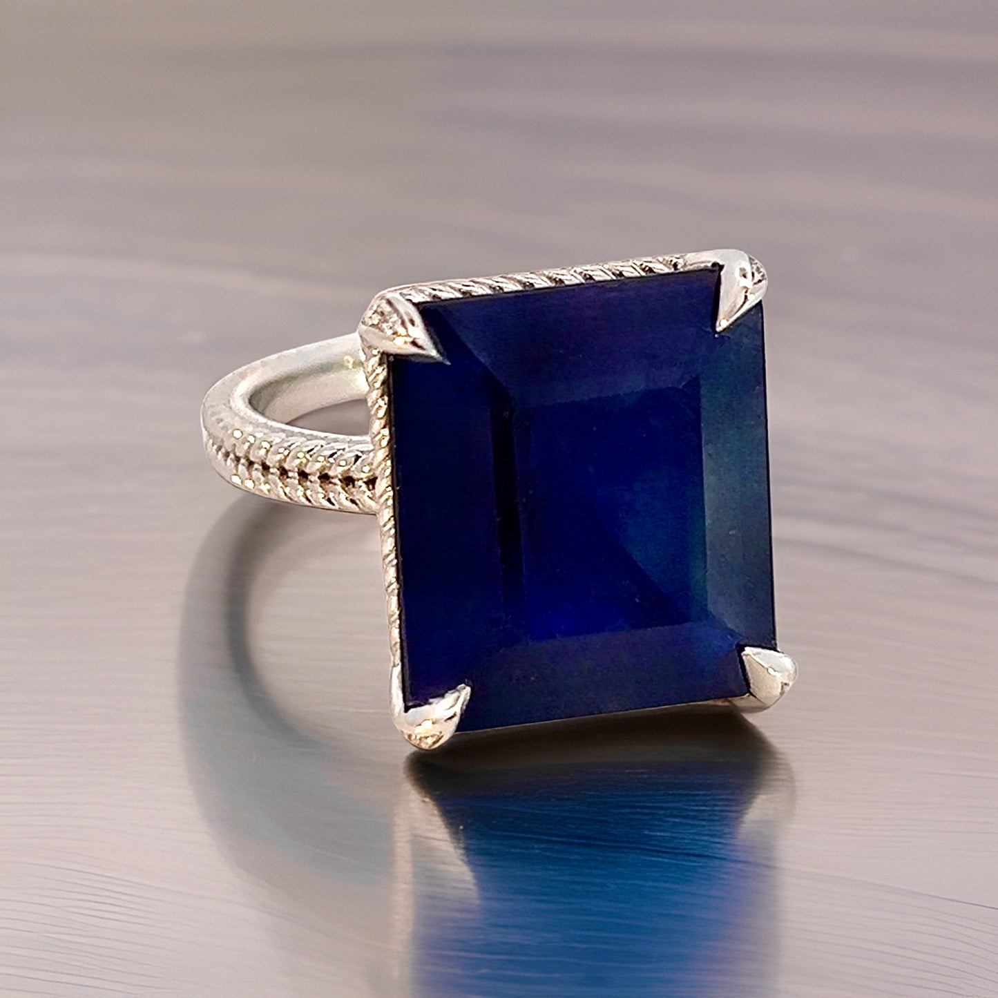 Natural Solitaire Sapphire Ring 6.5 14k W Gold 7 TCW Certified $3,150 310545