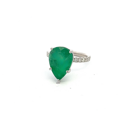 Natural Emerald Diamond Ring 6.5 14k WG 4.62 TCW Certified $4,950 310549