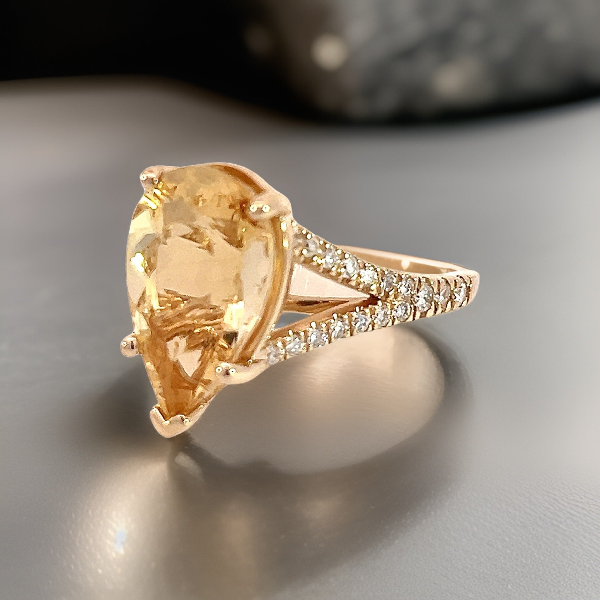 Natural Citrine Diamond Ring 6.5 14k Y Gold 4.79 TCW Certified $3,950 310632