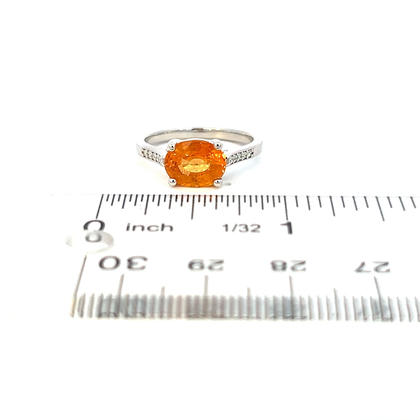 Natural Orange Sapphire Diamond Ring 6.75 14k W Gold 2.6 TCW Certified $4,950 310584