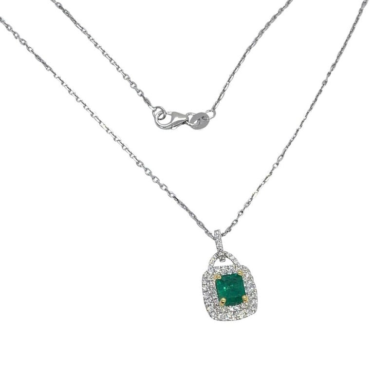 Diamond Emerald Necklace 18" 18k Gold 1.95 TCW Italy Certified $3,950 920739 - Certified Fine Jewelry