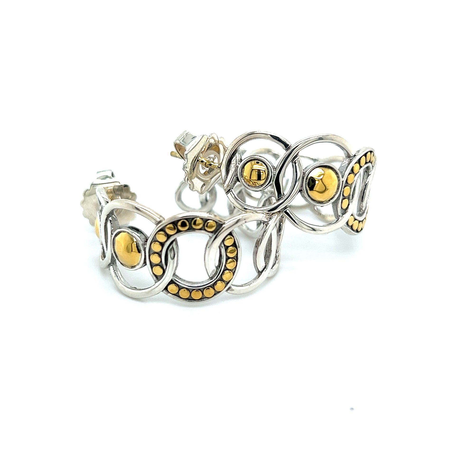 John Hardy Estate Hoop Earrings 22k Gold + Silver JH51 - Certified Fine Jewelry
