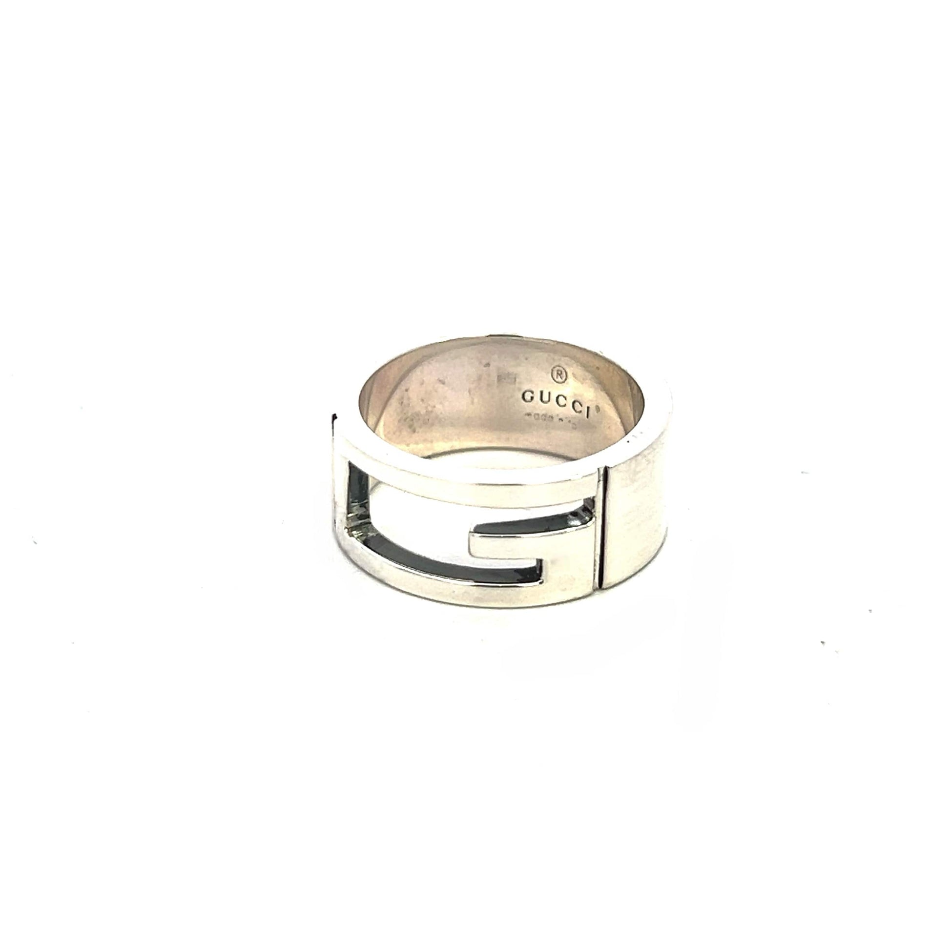 Gucci Estate Ring Size 5.5 Sterling Silver Height 8 mm G28