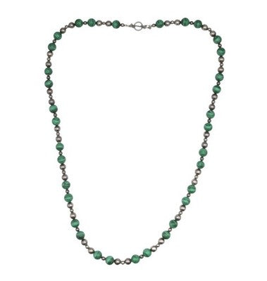 TIFFANY & CO MALACHITE BEADED TOGGLE NECKLACE STERLING SILVER TIF991