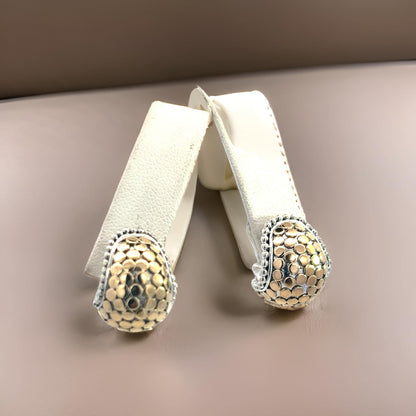 John Hardy Estate Omega Back Earrings Silver 18k Yellow Gold JH100