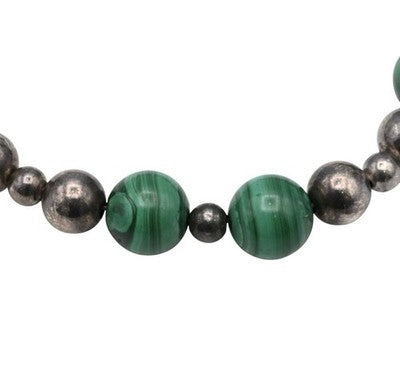 TIFFANY & CO MALACHITE BEADED TOGGLE NECKLACE STERLING SILVER TIF991