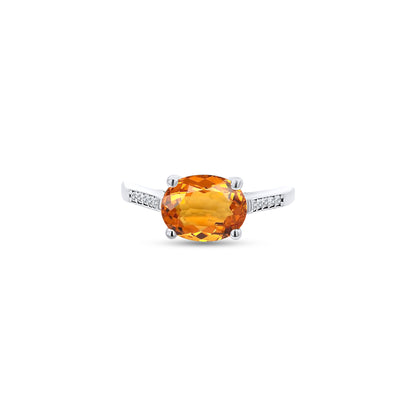 Natural Orange Sapphire Diamond Ring 6.75 14k W Gold 2.6 TCW Certified $4,950 310584