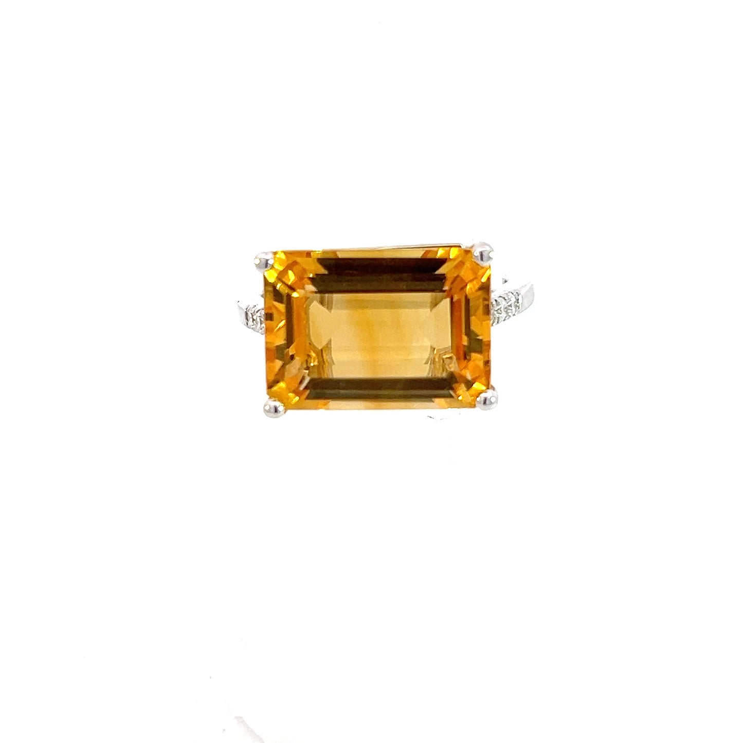 Natural Citrine Diamond Ring 6.5 14k W Gold 7.01 TCW Certified $3,950 310630