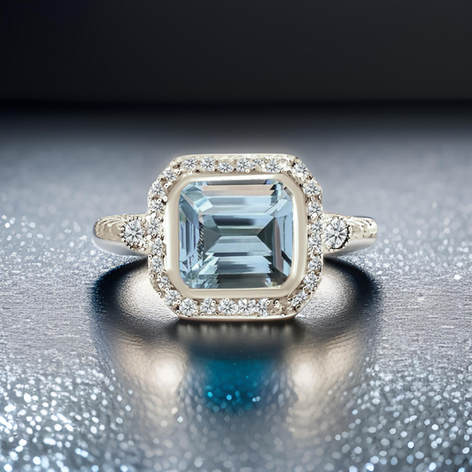 Natural Aquamarine Diamond Ring 6.5 14k White Gold 3.05 TCW Certified $3,950 310652