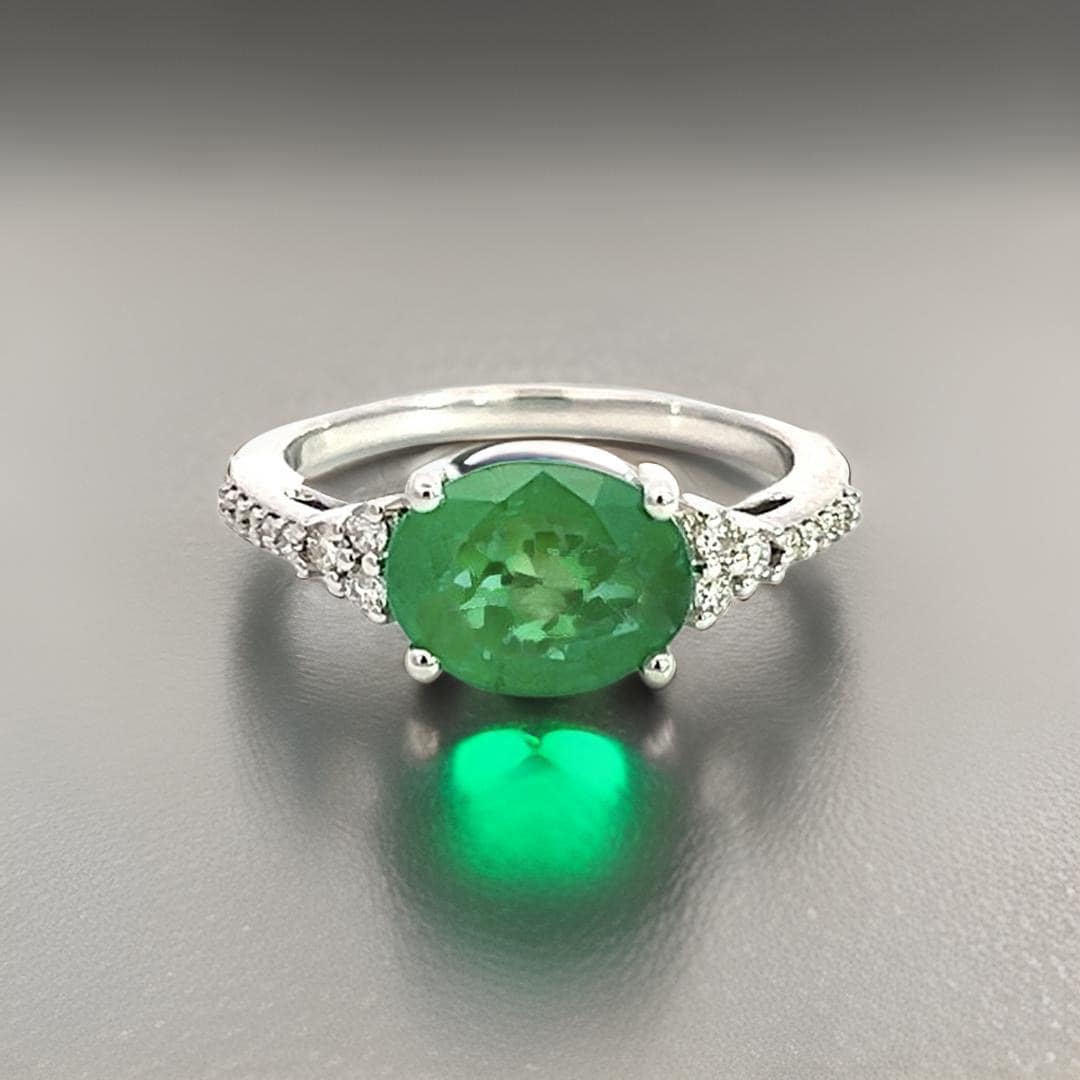 Natural Emerald Diamond Ring 6.25 14k W Gold 2.53 TCW Certified $4,975 402671