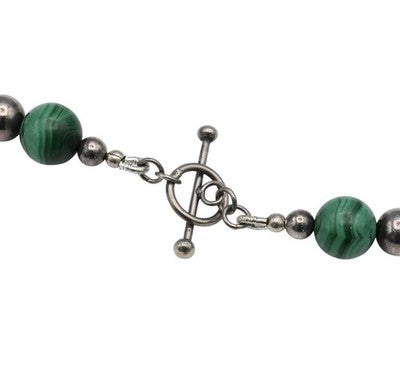 TIFFANY & CO MALACHITE BEADED TOGGLE NECKLACE STERLING SILVER TIF991