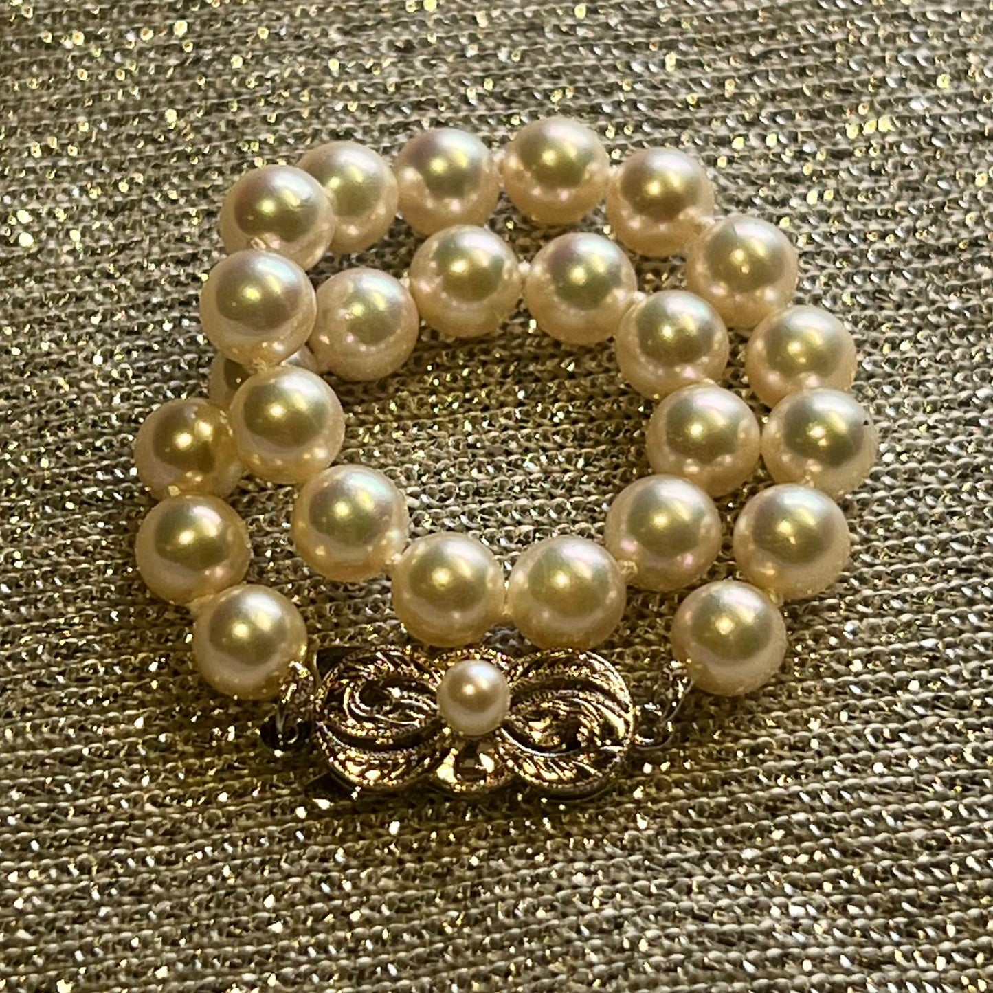 Mikimoto Estate Akoya pearl Bracelet 7" Sterling Silver 6 mm M377