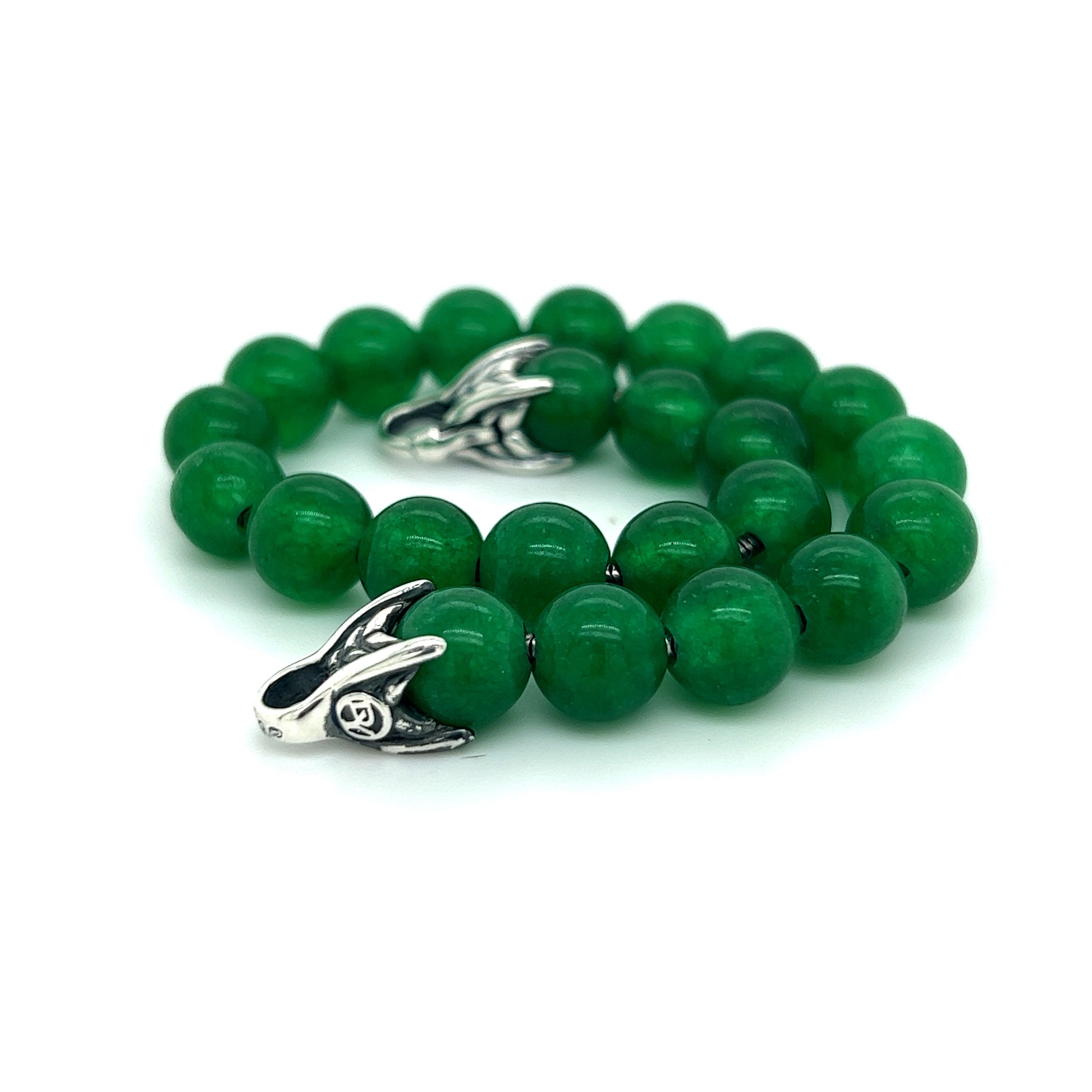 David Yurman Authentic Estate Green Onyx Prayer Bead Bracelet 8" Sterling Silver DY438