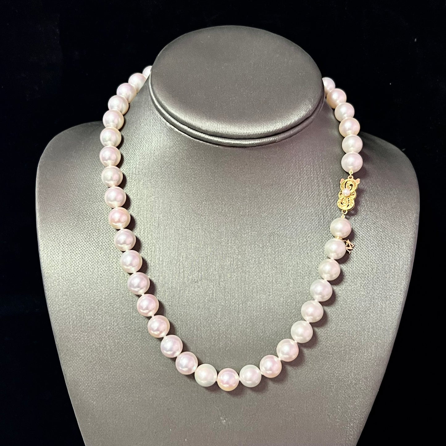 Mikimoto Estate Akoya Pearl Necklace 18" 18k Y Gold 10 mm Certified $106,000 M106000