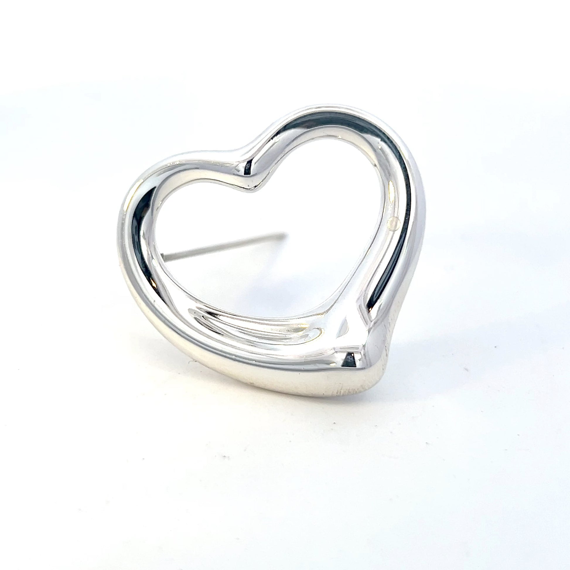 Tiffany & Co Estate Large Open Heart Brooch By Elsa Peretti Silver TIF745