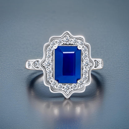 Natural Sapphire Diamond Ring Size 6.5 14k W Gold 3.51 TCW Certified $2,950 300214