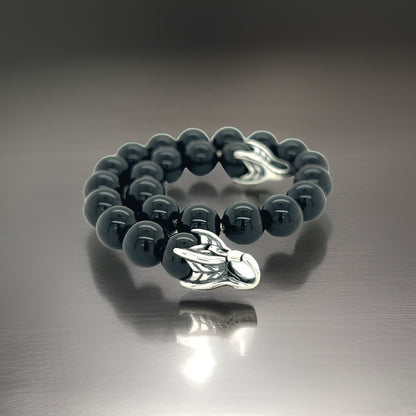David Yurman Authentic Estate Onyx Spiritual Beads Bracelet 8" Sterling Silver DY447