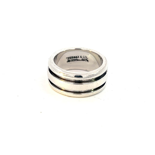 Tiffany & Co Estate Atlas Groove Ring Size 6.5 Silver 9 mm TIF634