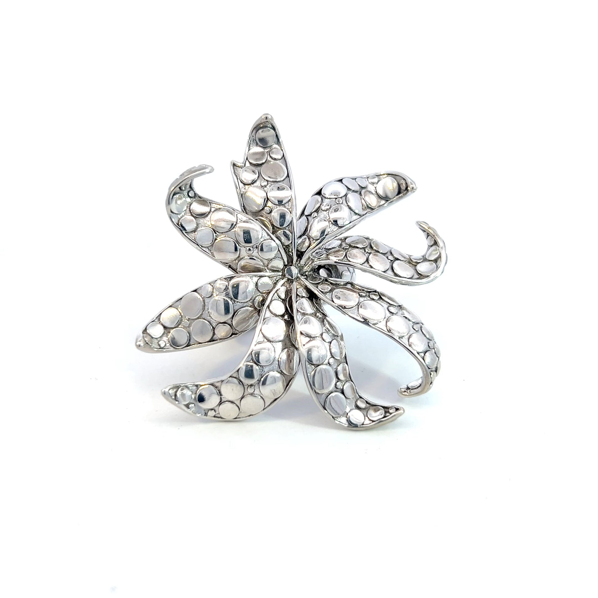 John Hardy Estate XL Flower Ayu Frangipiani Cocktail Ring 8 Silver JH102