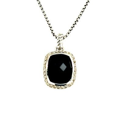 David Yurman Authentic Estate Onyx Noblesse Pendant Necklace 16" Silver 0.25 Cts DY232 - Certified Fine Jewelry