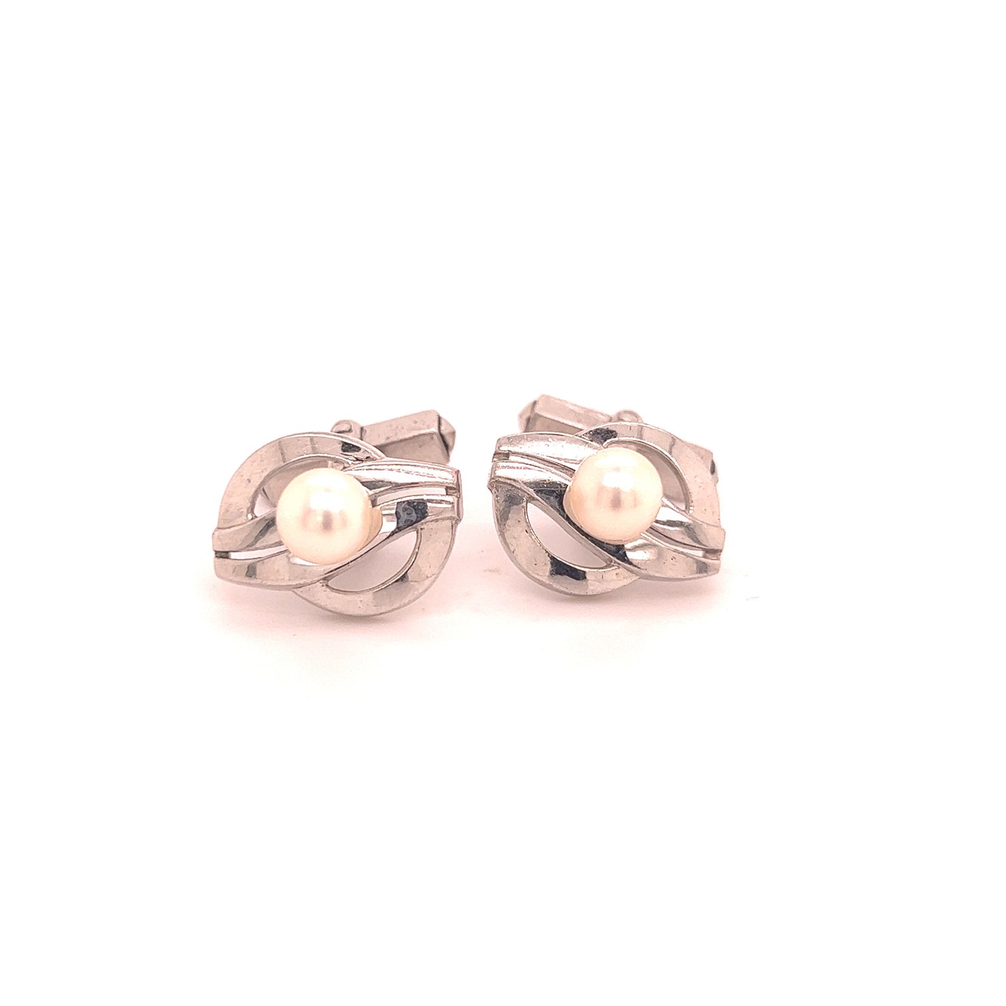 Mikimoto Estate Akoya Pearl Cufflinks Sterling Silver 7.3 mm M325 - Certified Fine Jewelry