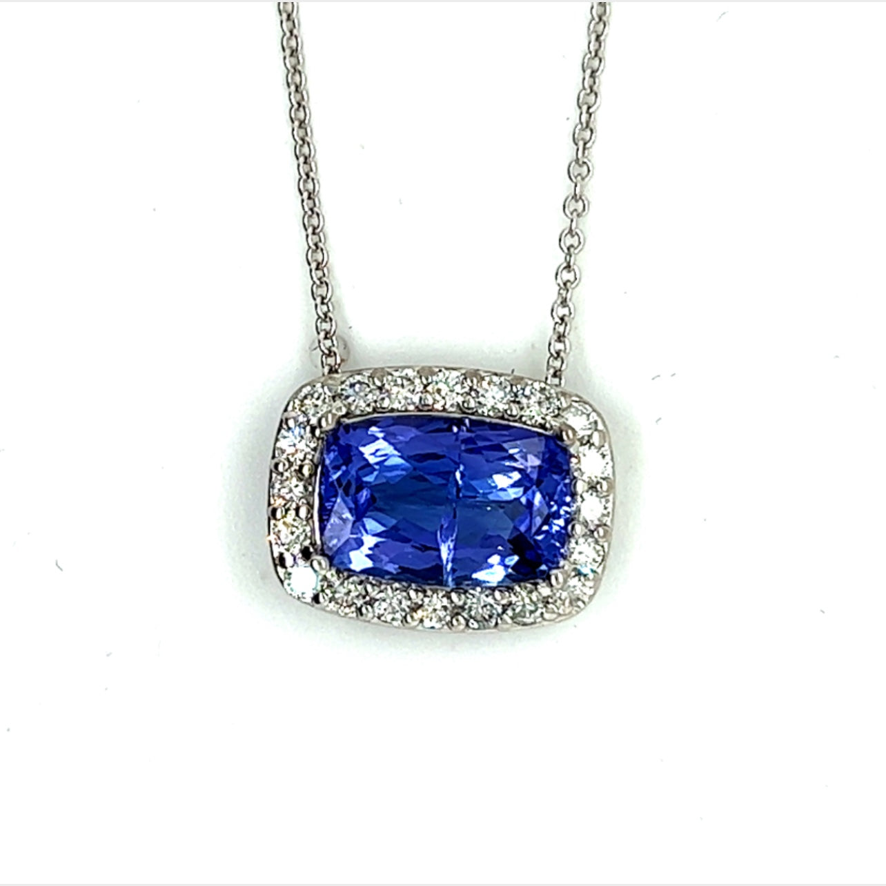 Natural Tanzanite Diamond Pendant Necklace 18" 14k W Gold 4.85 TCW Certified $5,975 215434 - Certified Fine Jewelry