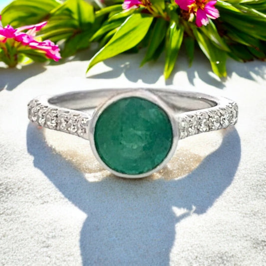 Natural Emerald Diamond Ring Size 6.5 14k W Gold 1.93 TCW Certified $4,950 310995