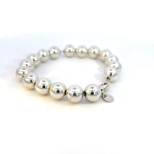 Tiffany & Co Estate 10 mm Ball Bracelet Size 7.5" Sterling Silver TIF590 - Certified Fine Jewelry